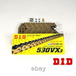 DID 530 Pitch VX3 Gold Chain for Triumph 955i Daytona (S/S Swingarm) 2002-2003