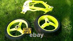 TRIUMPH 955i Daytona Frame and Wheels Powder Coated in Day Glow Yellow with V5
