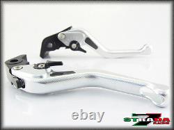 Triumph DAYTONA 955i 1997 2003 Strada 7 Short Carbon Fiber Inlay Levers Silver