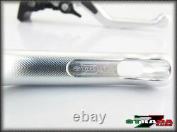 Triumph DAYTONA 955i 1997 2003 Strada 7 Short Carbon Fiber Inlay Levers Silver